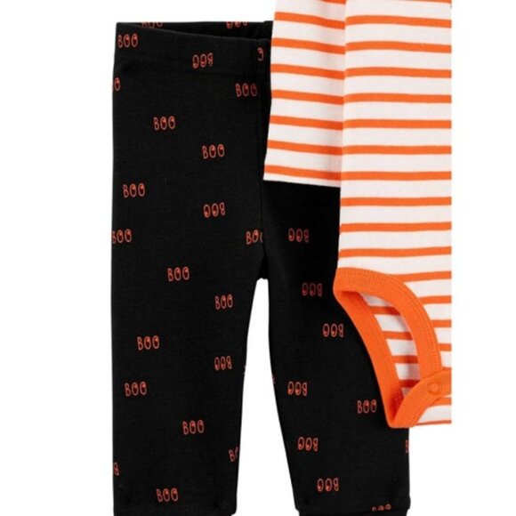 CARTERS BABY 2 PC BOO YAH! OUTFIT BLACK/ORANGE SIZE NEWBORN (NEW WITH TAGS) - Picture 2 of 2